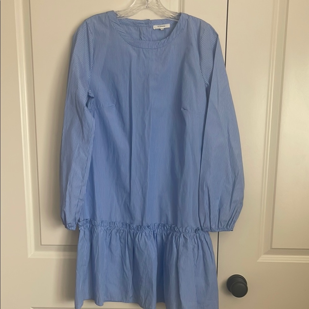 Pleione Blue Casual Bishop Sleeve Dress